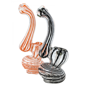 5" Mini Twisted Ribbon Clear Body Bubbler Hand Pipe - (Pack of 2) [ZD219]